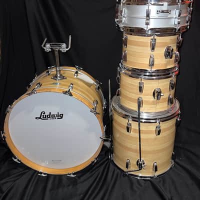 1971 Ludwig 6Ply Butcher Block 5 Piece Kit with Ludwig Acrolite Snare image 1