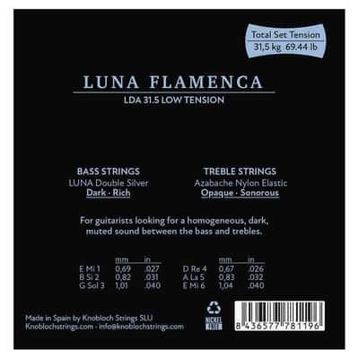 Strings for Flamenco Guitar Knobloch LUNA FLAMENCA AZ Nylon LDA 31.5 Low tension image 2
