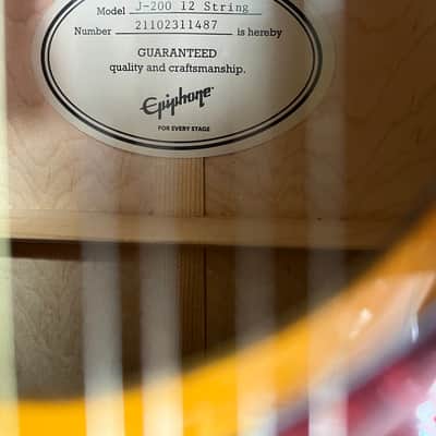 Epiphone J-200 12 string acoustic guitar, pickup, case 2021 - sunburst image 20