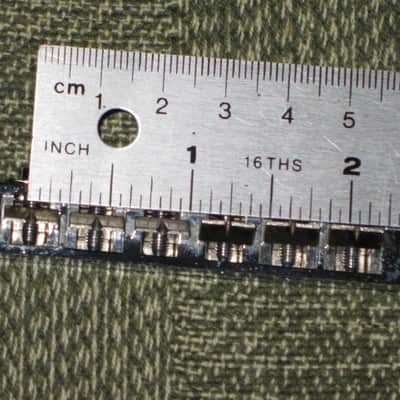 lightly used Epiphone B-2 metric ABR-1 vintage style bridge, wired,  CHROME, large posts mounting pieces (NO anchors) 1990s/2000s (for some import guitars that use this style bridge) will NOT fit on Gibson - mounting holes are too big image 8