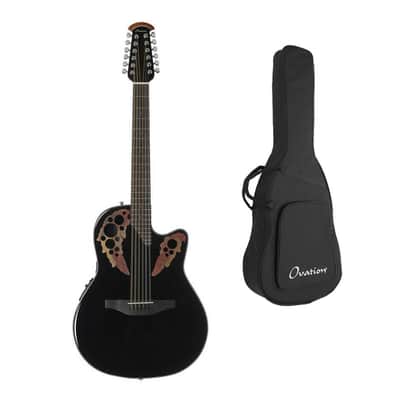 Ovation Celebrity Elite 12-String Acoustic/Electric Guitar w/ Bag - Black image 1