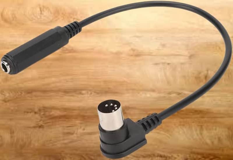 MIDI Cable, 6.35mm 1/4 Inch Female to DIN 5 Male Sound Adapter, 90 Degree Right Angle TRS Stereo Audio Cable for Keyboard, Electric Piano, Guitar image 1