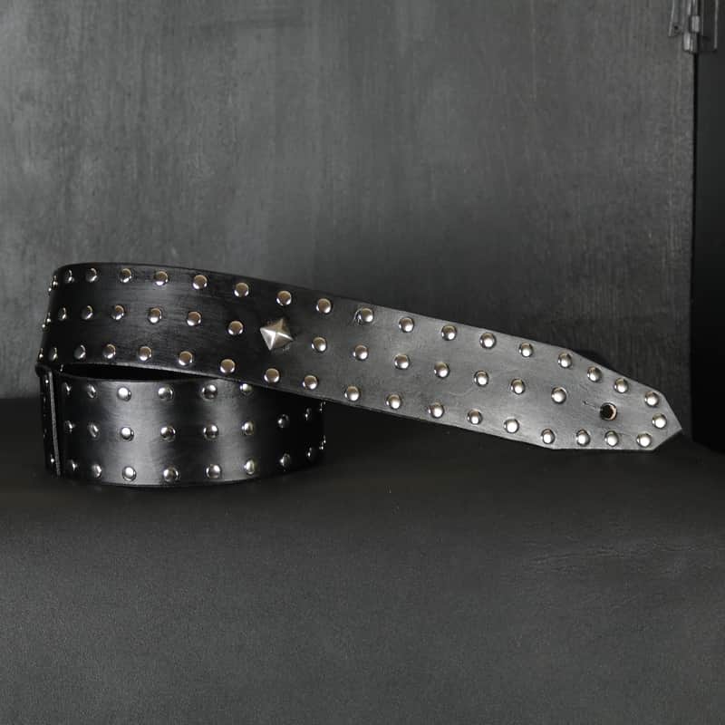 Studded Custom Leather Guitar Strap. 55” to 62” Adjustable. 2.5” wide BLACK image 1