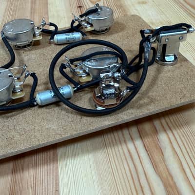 Prewired Pickguards Gibson ES-335 Wiring Harness CTS 500K Pots, Soviet NOS Paper-in-Oil Caps, Switchcraft Toggle, Pure Tone Jack image 4
