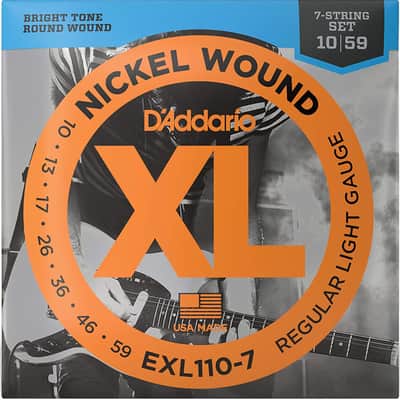 D'Addario EXL1107 XL Regular Light Nickel 7-String Electric Guitar Strings, 10-59 image 8