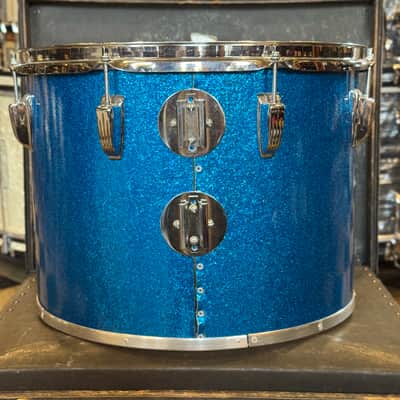 VINTAGE 1970's Ludwig 12x16" Blue & Olive Badge Concert Tom in Blue Sparkle image 2