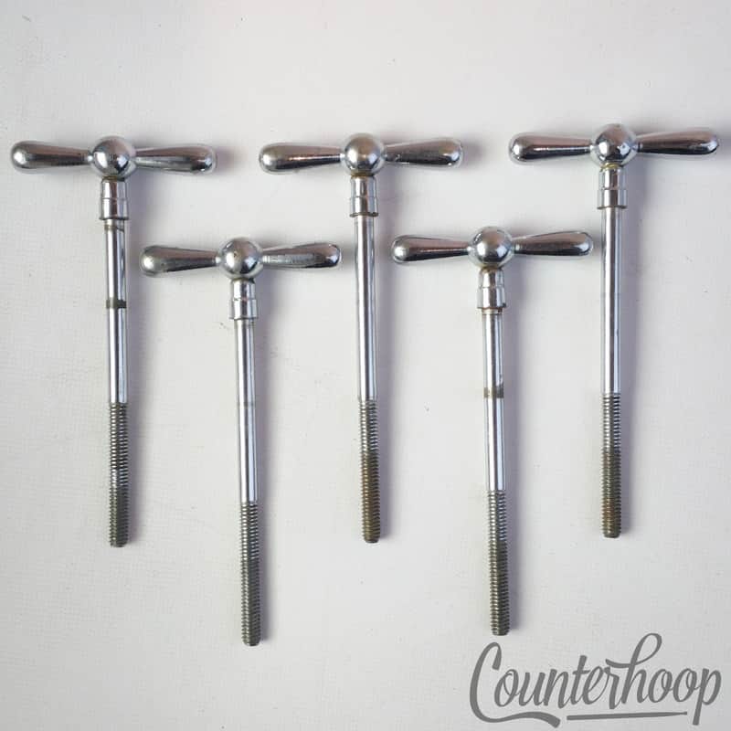 *Rogers-Like 5x Bow-Tie Bass Drum Tension T-Rods 3 5/8"Screw Chrome Vintage 60s* - Fair / 6.95/24.95 image 1