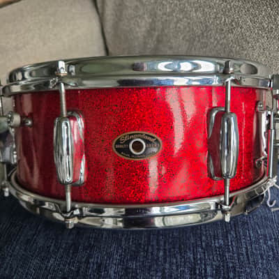 Slingerland 8 lug snare drum mahogany shell cob hoops Early 1960s - Red Sparkle image 1