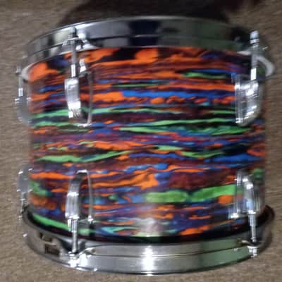 Ludwig 8X12 TOM LATE 70'S OR EARLY 80'S - PSYCHEDELIC RED WRAP image 5