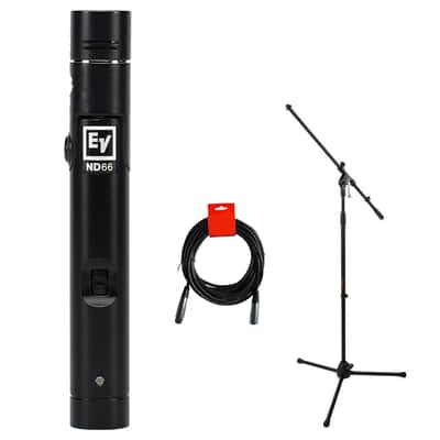Electro-Voice ND66 Condenser Cardioid Instrument Microphone Bundle with Tripod Mic Stand & XLR Cable image 1