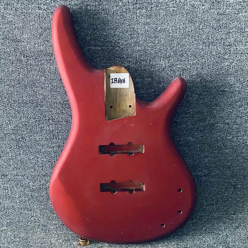 Solid Basswood 4 String Bass Body in Red image 1