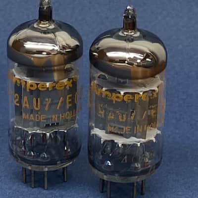 Amperex 12AU7 ECC82 • 1970 • 100% MATCHED & BALANCED Gm & mA Pair • Strong NOS • Orange Globe • Philips, Heerlen ΔOB2 MATCHED CODES • Amplitrex AT-1000 Digitally Tested • Quite Very Low Noise • A-03-04 image 3