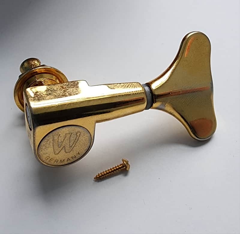 Old Style Warwick Germany Bass Tuner Machine Head Bass Side, Gold image 1