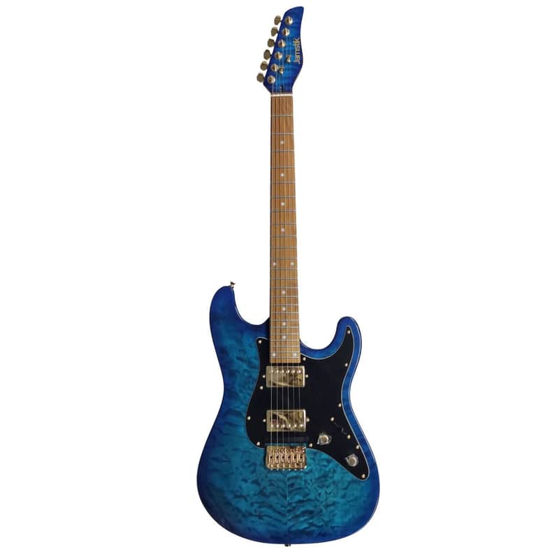 Jamstik Deluxe MIDI Guitar - Blue - B-Stock 2024 - Blue Flamed Maple Veneer with Transparent Finish image 1