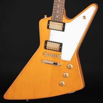 Epiphone 1958 Korina Explorer, White Pickguard in Aged Natural with Case image 2