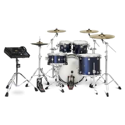 DW DWe 5pc Complete Electronic/Acoustic Drum Set w/Roland V71 Midnight Blue Metallic image 3