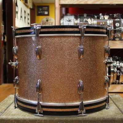 1966 Slingerland Modern Jazz Outfit in Sparkling Champagne Pearl 14x20 8x12 14x14 image 5