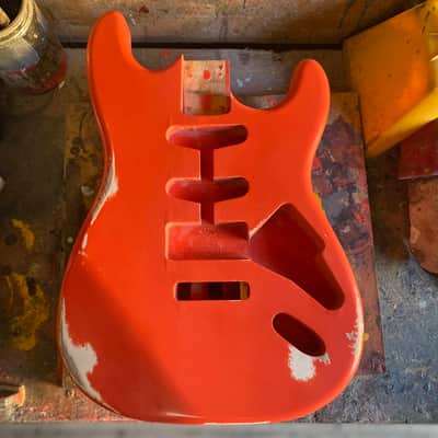 Stratocaster Body, Nitro paint, Fiesta red relic, 100% handcrafted in Italy image 9