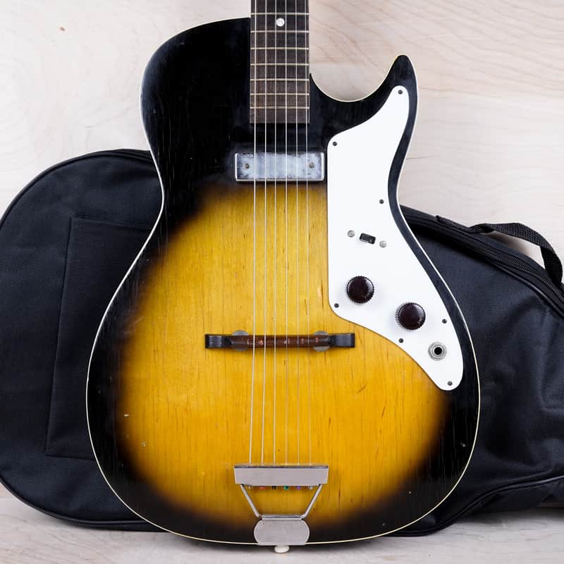 Airline 7206 Sunburst 1963 Harmony H-45 Stratotone Vintage Made in USA w/ Bag image 1