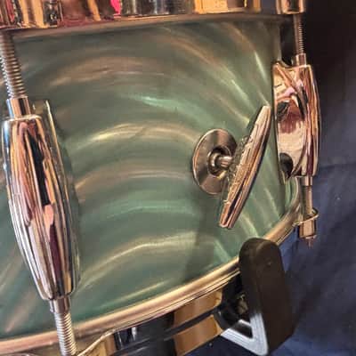 Gretsch Aqua Satin Flame, 4147 5x14' 8 Lug Snare Drum 1960's image 9