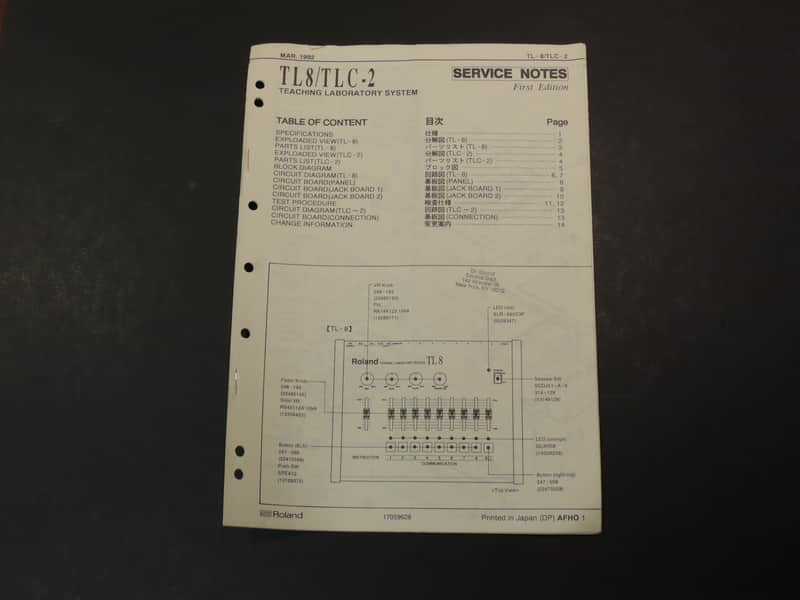 Roland TL8 / TLC-2 Service Notes /Manual [Three Wave Music] image 1