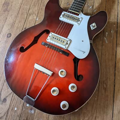 Harmony Rocket Vintage 1969 Red 335 Style Double Cutaway image 2