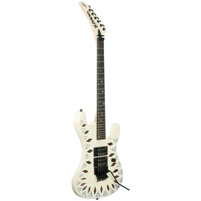 Kramer Nightswan Electric Guitar, Vintage White Aztec Marble Graphic image 4