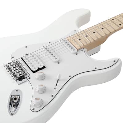 Glarry GST Electric Guitar HSS Pickups w/20W Amplifier White image 5