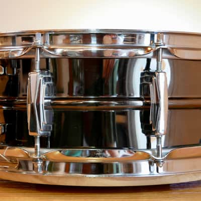 HOLY GRAAL Ludwig No. 416 Black Beauty 5x14" 10-Lug Brass Snare Drum with Pointed Blue/Olive Badge 1977 - 1979 - serial 1758452 image 6