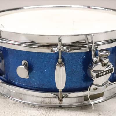 Rogers Holiday Powertone 5x14" Snare Drum Blue Sparkle Vintage 1960's Cleveland image 4