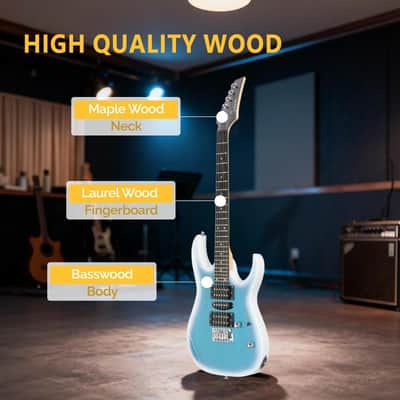 Glarry 170 type Electric Guitar HSH Pickups, 20W Amp Blue-White Burst image 3
