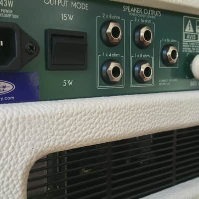 Keeley Modified Ibanez Tube Screamer TSA15H 15w/5w Amp Head White/Green/Blue image 6
