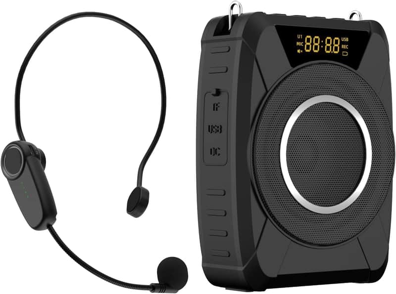 Powerful Portable Voice Amplifier with Bluetooth5.0, Recording and UHF Wireless Microphone Headset - 20W Speaker System for Teachers, Singers, Coaches image 1