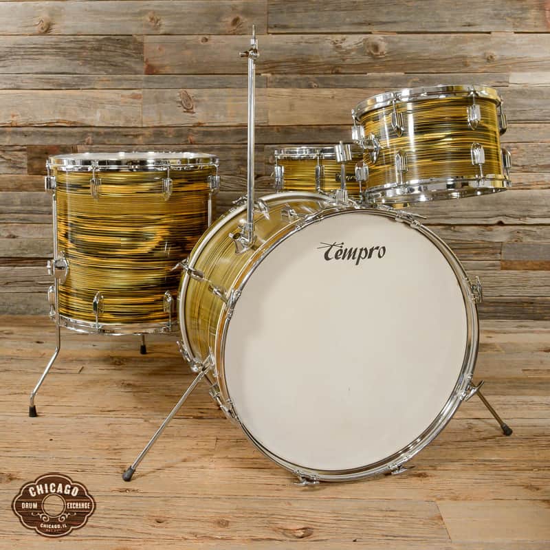Tempro (MIJ) 12/16/20/5.5x14 4pc Kit Gold Grain Pearl Late 60s image 1