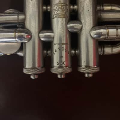 Buescher True Tone Model 250 (very rare) Bb and A Cornet (Popularity Model) (1928) SN 247989 (Silver plated)(gold wash bell) image 17
