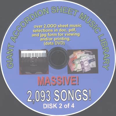 Massive Collection of Accordion Sheet Music 4-DVDS WITH 2093 Selections image 2