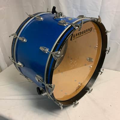 Vintage Ludwig Blue Sparkle Bass Drum 14" X 22" Olive Badge Series image 3