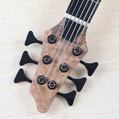 Custom 6 String Electric Bass Burl Wood Top Okoume Wood Body, Maple Neck Through, Rosewood Fingerboard image 3