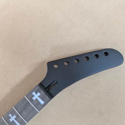 22 FRET STAINLESS STEEL CROSS INLAYS DEATH METAL GUITAR NECK REPLACEMENT image 5