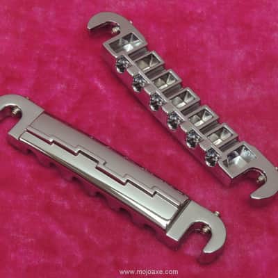 MojoAxe Lightning-Bolt Wraparound Bridge, CHROME for Vintage Gibson SG Junior, Melody Maker, Firebird image 1