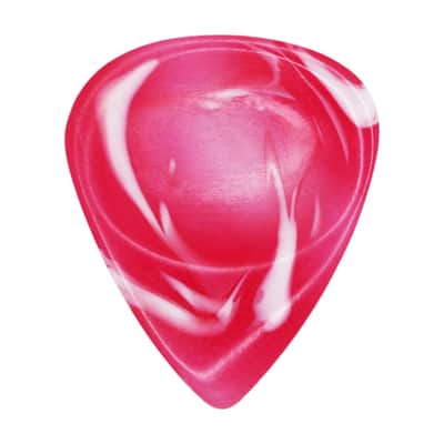 Red With White Swirls Resin Guitar Or Bass Pick - 3.0 mm Ultra Heavy Gauge - 351 Groove Shape - Polished Finish Hand Poured And Handmade Specialty Exotic Plectrum - 1 Pack