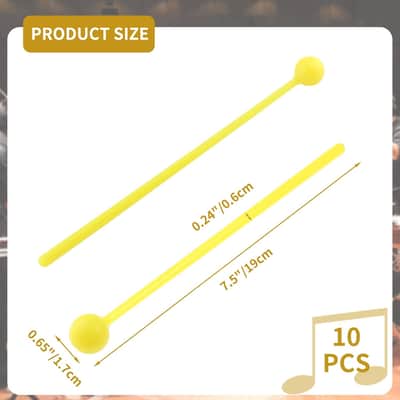 10 Pcs Plastic Mallet, 7.5 Inch Length Percussion Sticks For Adults, Xylophone Mallets Percussion Instruments Bell Mallet, Yellow image 3