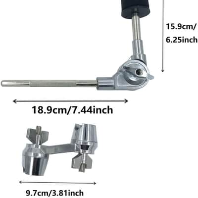 Cymbal L-Arm with Compact Dual Drum Clamp, 7.4inch Adjustable Cymbal Boom Holder Attachment with Multi-Clamp, Mini Cymbal Boom Arm for Cymbal Stand Drum Set Hardware (Black 8) image 2