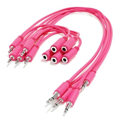 ExcelValley [Pink | 120 cm - 47.24"] 5-Pack - Hopscotch Mono Splitter Y Patch Cables TS 3.5mm 1/8" Eurorack Synth image 1