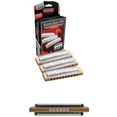 Immagine Hohner Marine Band 1896 Pro Pack 3-piece Harmonica Set-NEW - 1
