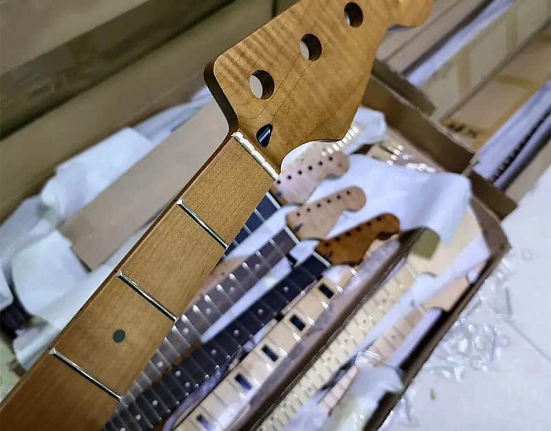 Tiger Maple Wood 4 String Jazz Bass Style Neck, 20 Frets Fingerboard image 1