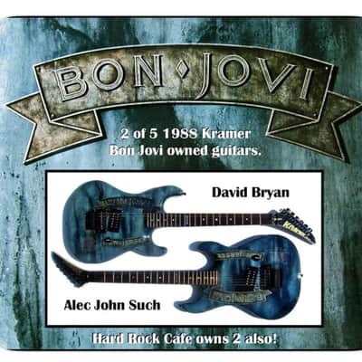 1988 Kramer Bon Jovi New Jersey cover Knapp graphic guitar. Owned by band member David Bryan image 5