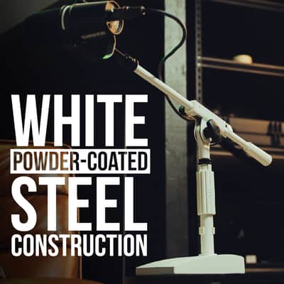 Shure by Gator Compact, Low Profile Mic Stand with Single-Section Boom, White (SH-DESKTOP2-W) image 7