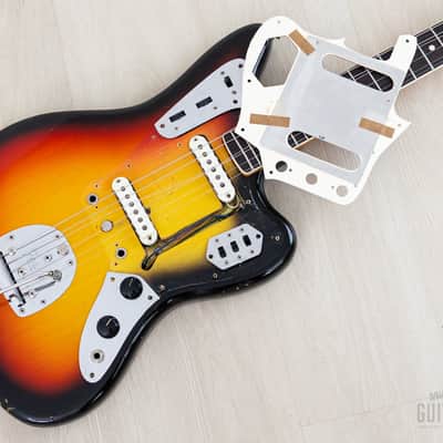 1966 Fender Jaguar Vintage Offset Guitar Sunburst w/ Big Neck, Case image 22