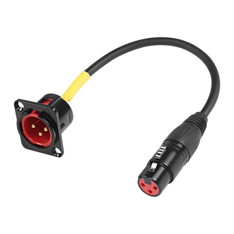 D-Type Xlr Male Panel Mount To Xlr Female Connector Pass Through Cable,3 Pin Mic Xlr Feed/Pass Thru Converter Compatible With Microphone - 30Cm/11.8Inch 1 Pcs image 1